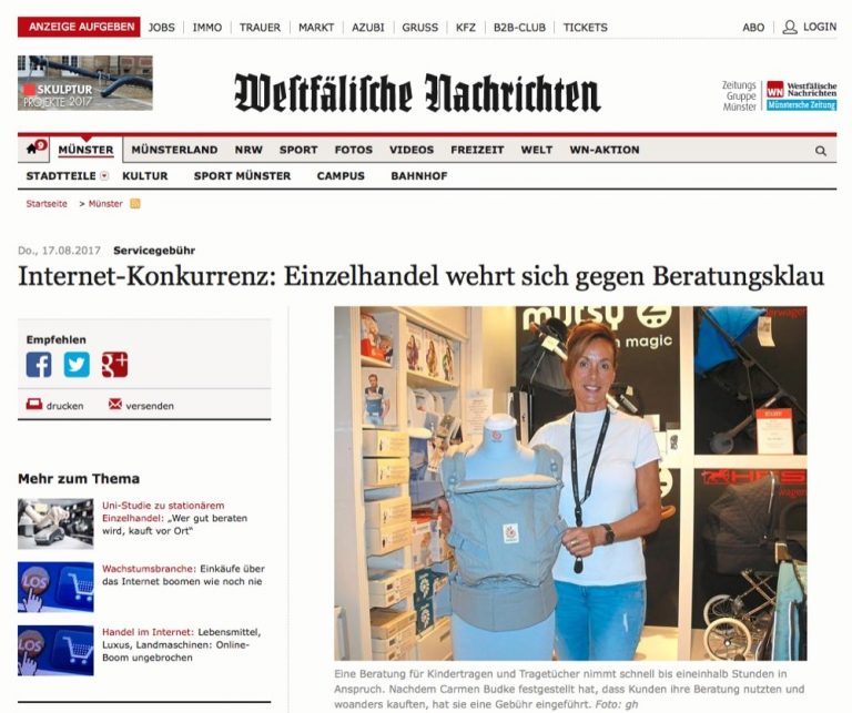 Das Kinderkaufhaus Mukk aus Münster setzt Gebühren gegen drohenden Beratungsklau im stationären Fachhandel